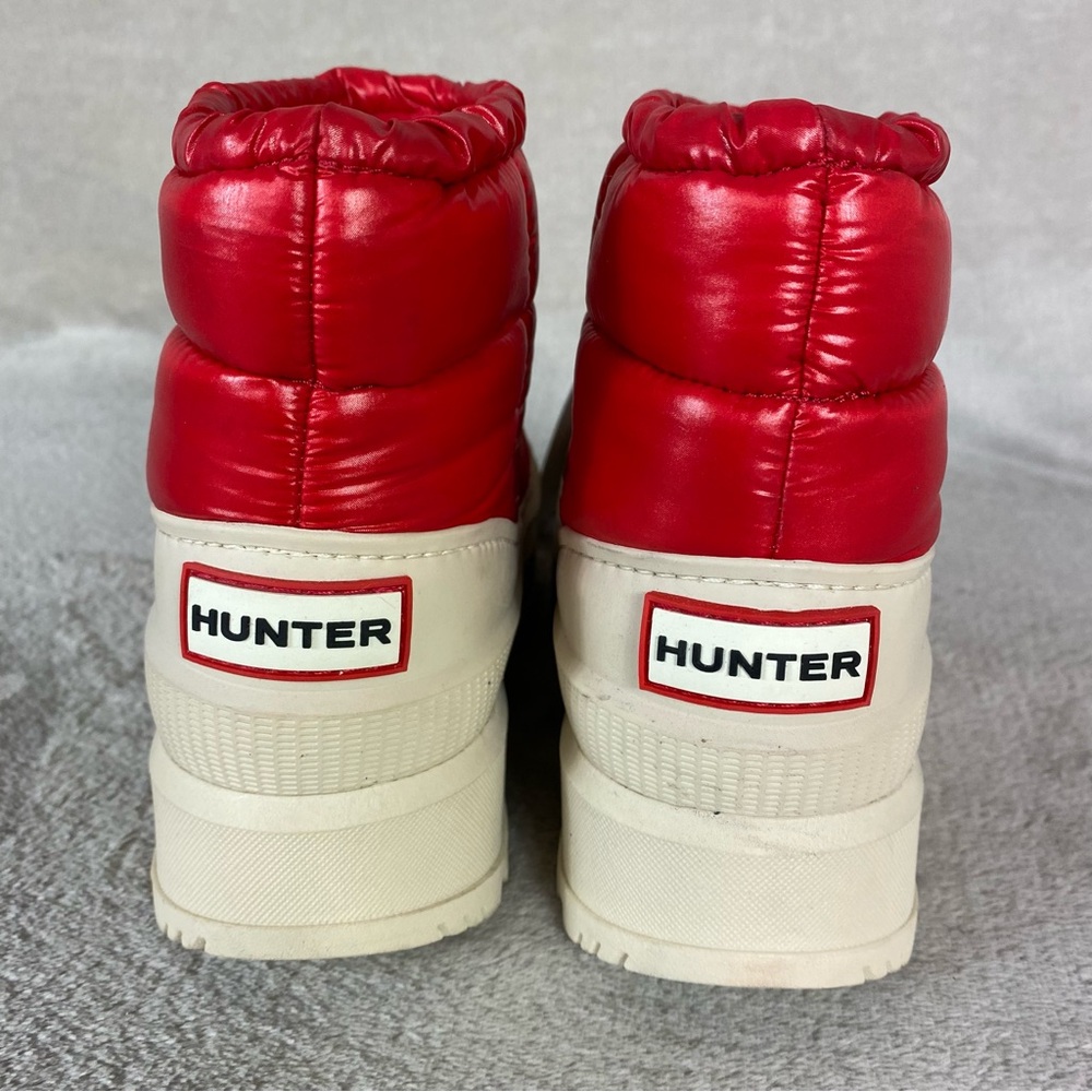 Hunter Amble Bootie Womens Size 5 Red Natural Insulated Waterproof Puffer NEW - Picture 7 of 12